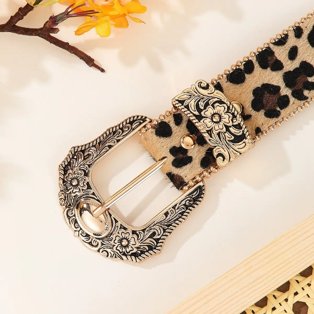 Leopard Print Belt for Women American Style Retro Decorative Belt - Image 4