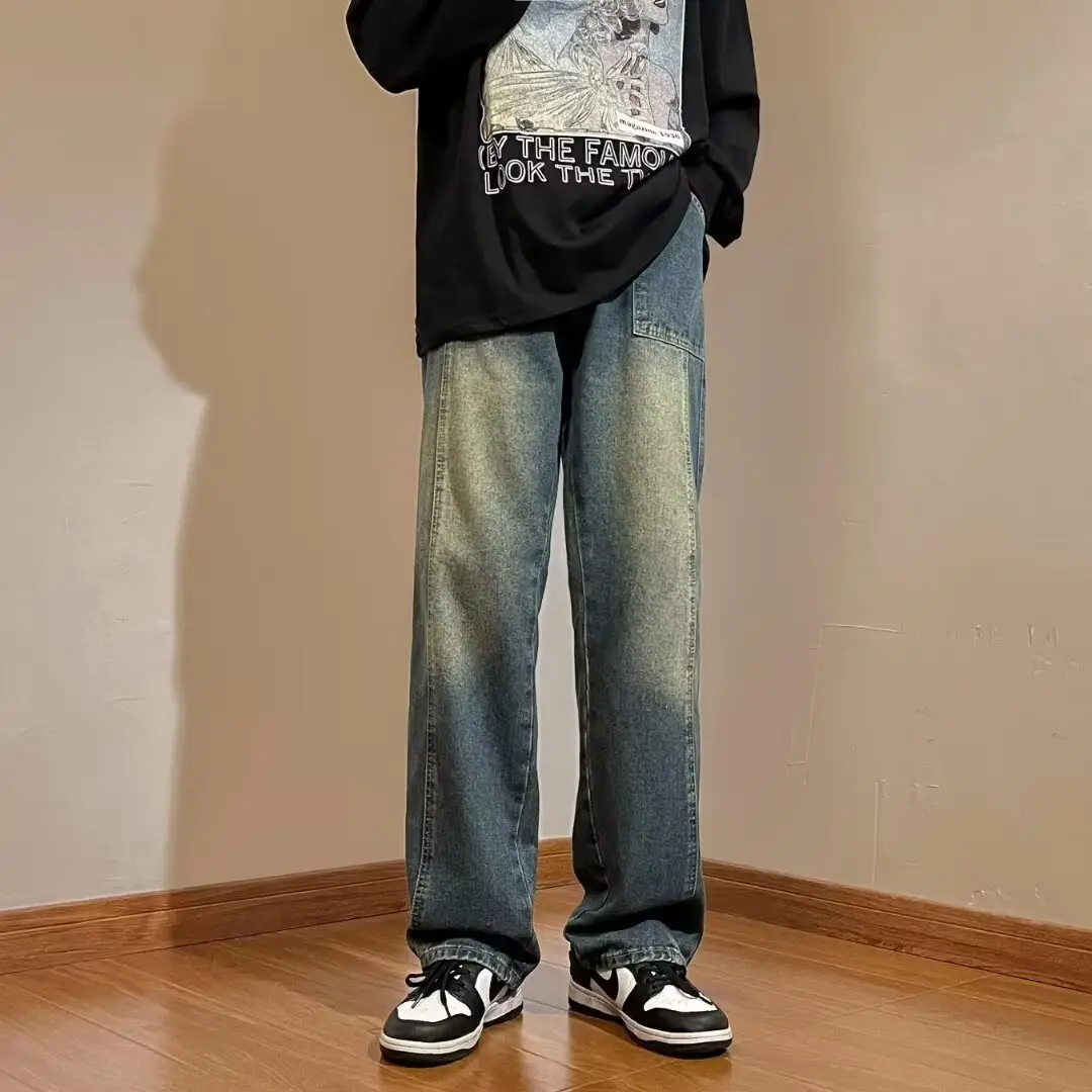 American Retro Jeans Boys Wide Leg Straight Tube Pants — feature 34