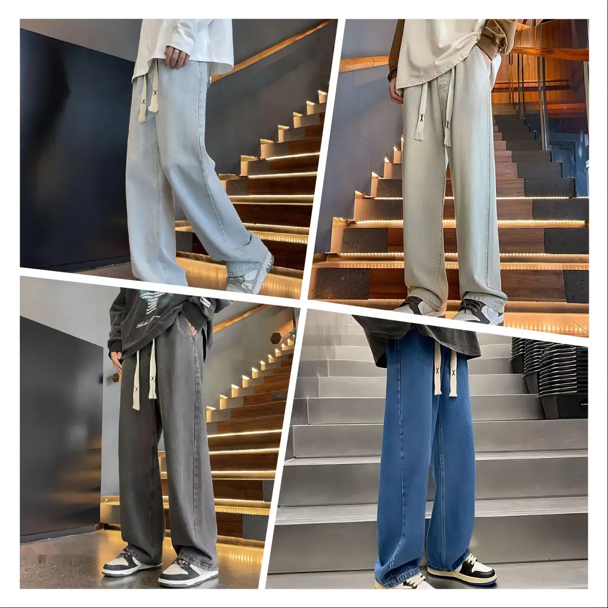American Retro Jeans Boys Wide Leg Straight Tube Pants — feature 4