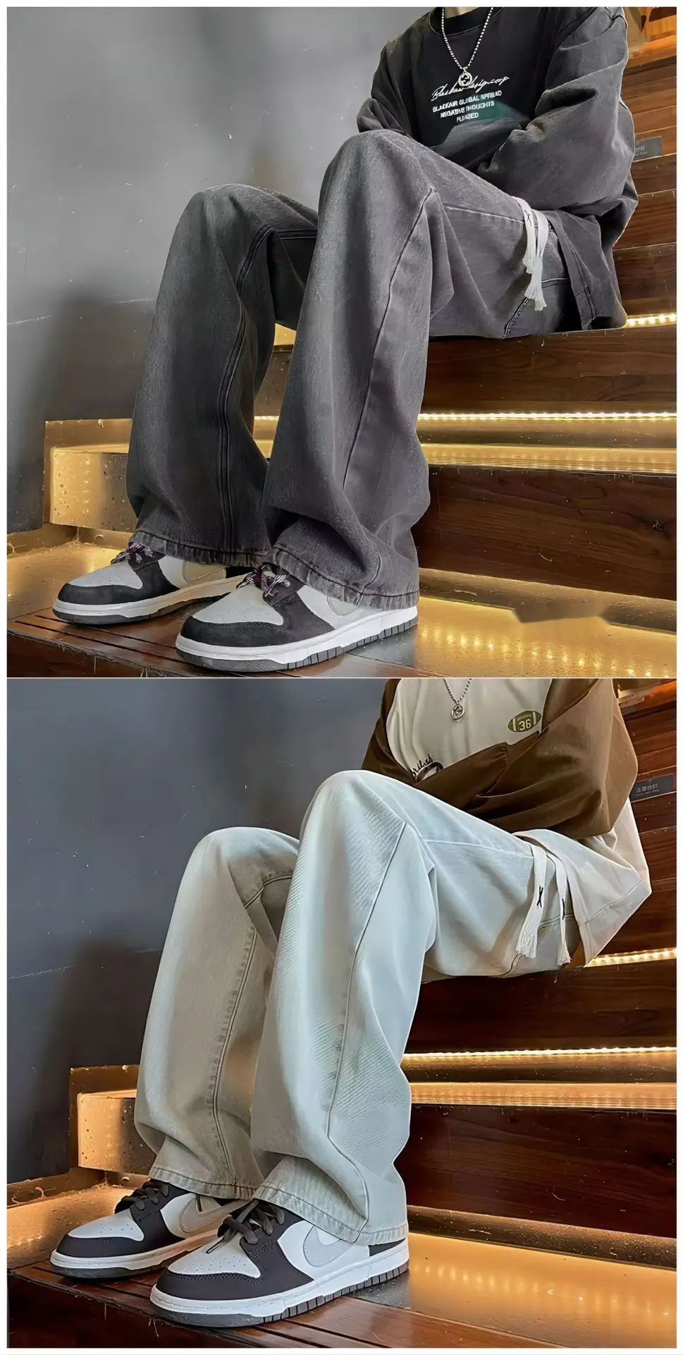 American Retro Jeans Boys Wide Leg Straight Tube Pants — feature 5