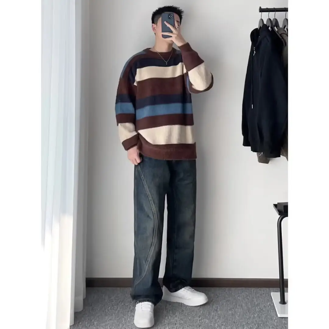 American Retro Jeans Boys Wide Leg Straight Tube Pants - Image 26