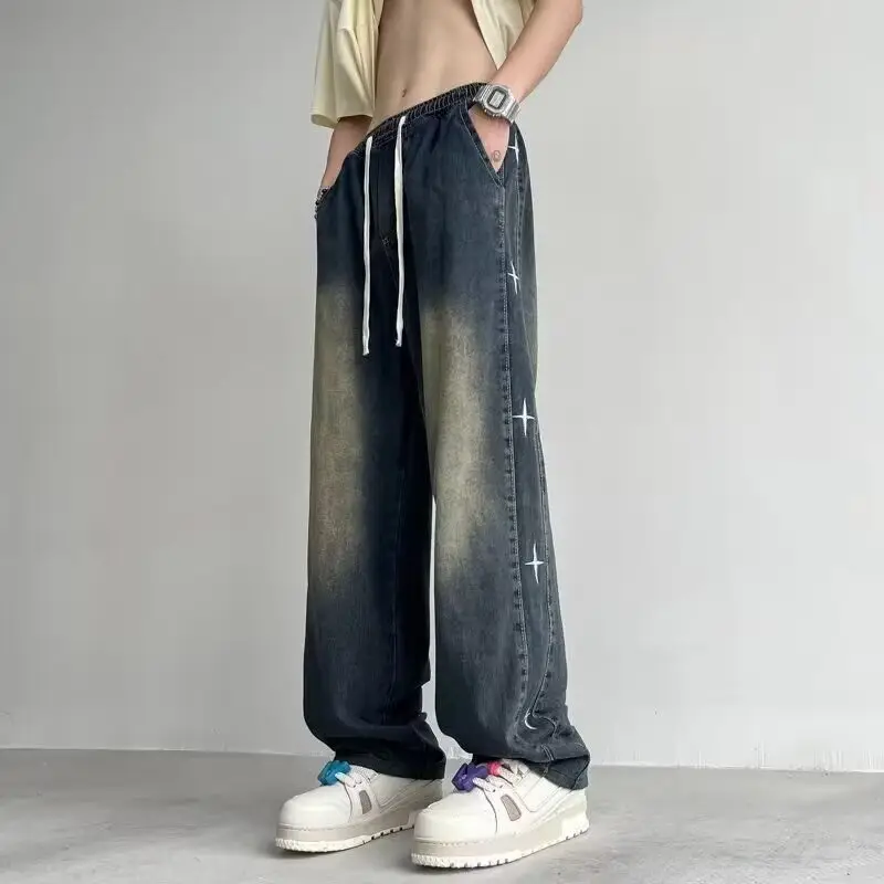 American Retro Jeans Boys Wide Leg Straight Tube Pants - Image 32