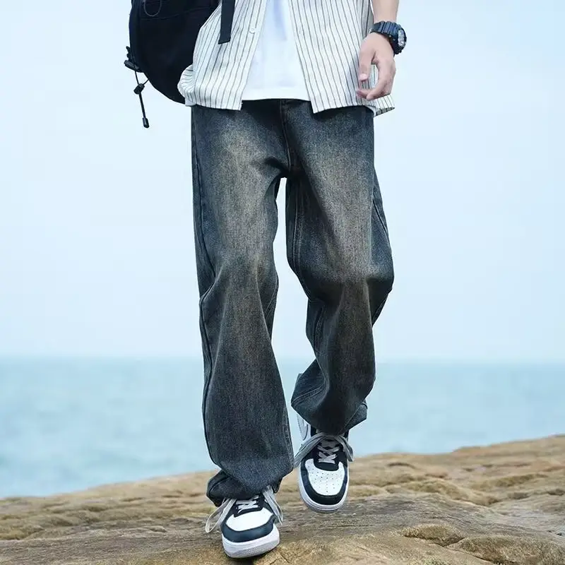 American Retro Jeans Boys Wide Leg Straight Tube Pants - Image 37