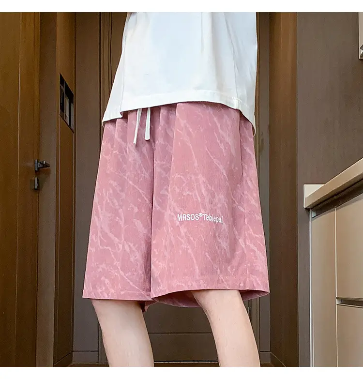 Men's Pink Printed Shorts 2024 Summer Loose Casual — feature 11