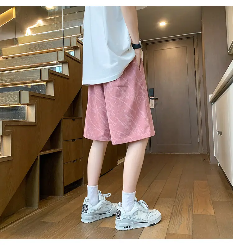 Men's Pink Printed Shorts 2024 Summer Loose Casual — feature 12