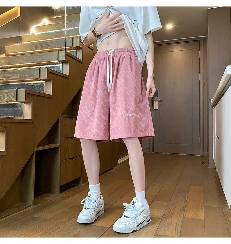 Men's Pink Printed Shorts 2024 Summer Loose Casual — feature 13