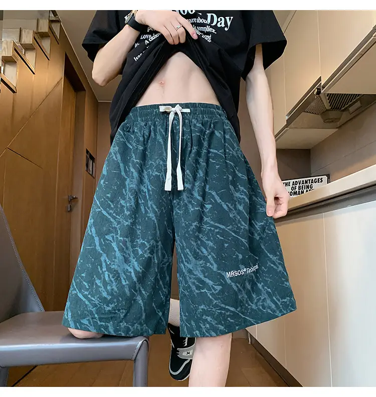 Men's Pink Printed Shorts 2024 Summer Loose Casual — feature 15