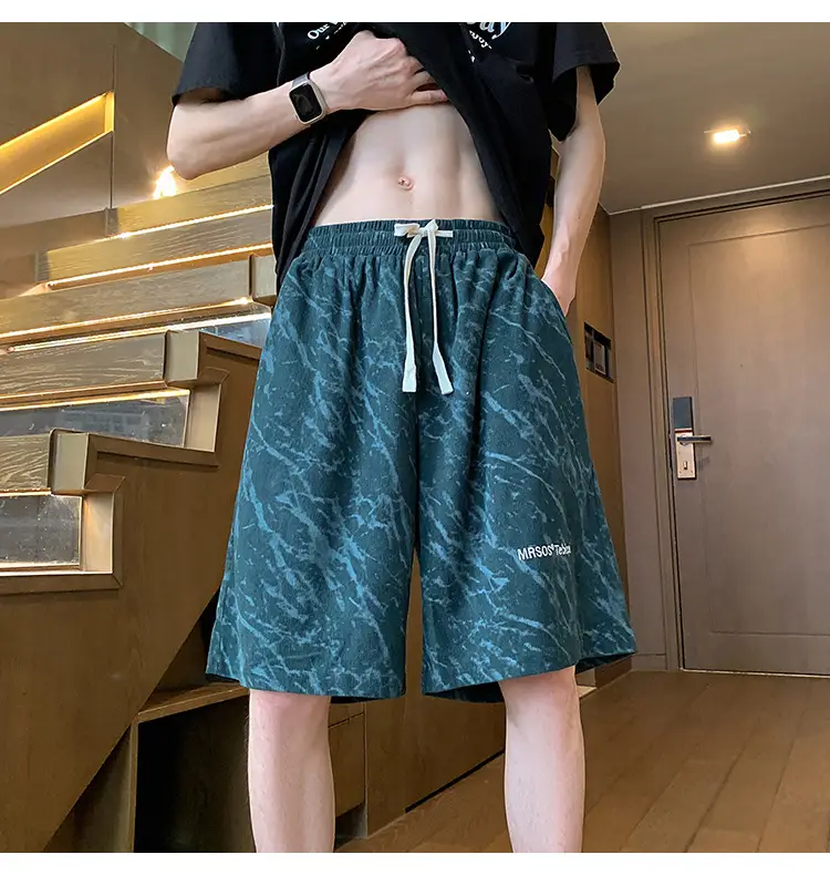 Men's Pink Printed Shorts 2024 Summer Loose Casual — feature 22