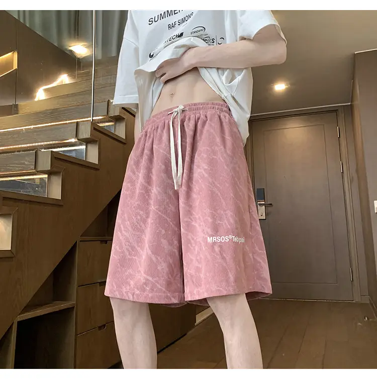 Men's Pink Printed Shorts 2024 Summer Loose Casual — feature 3