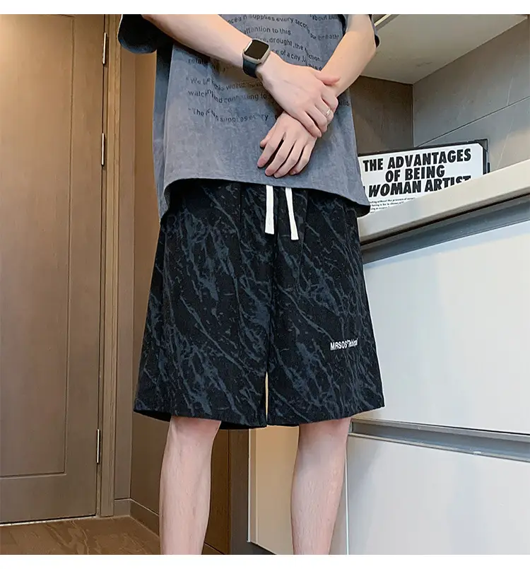 Men's Pink Printed Shorts 2024 Summer Loose Casual — feature 30