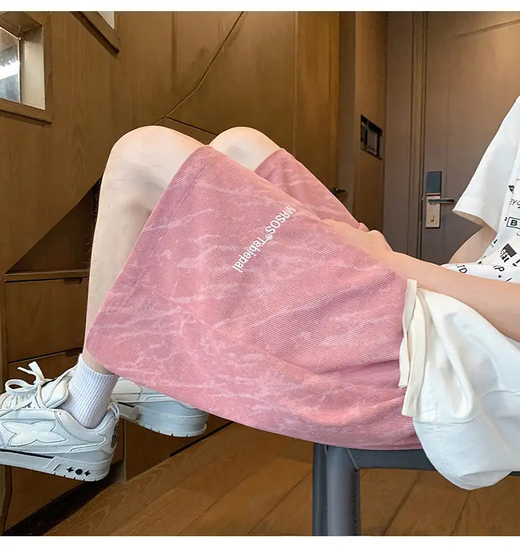Men's Pink Printed Shorts 2024 Summer Loose Casual — feature 4