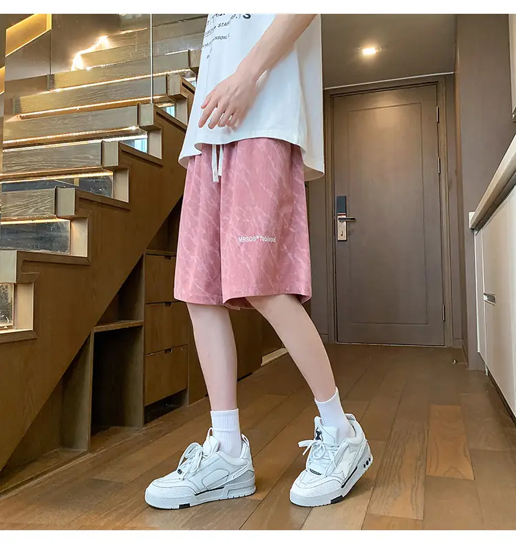 Men's Pink Printed Shorts 2024 Summer Loose Casual — feature 6