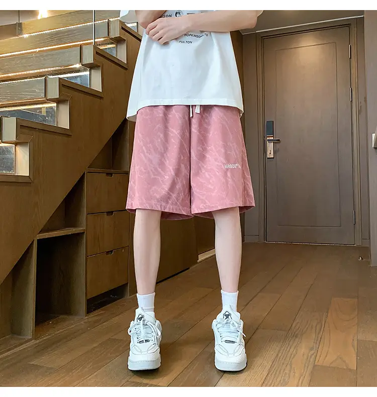 Men's Pink Printed Shorts 2024 Summer Loose Casual — feature 9