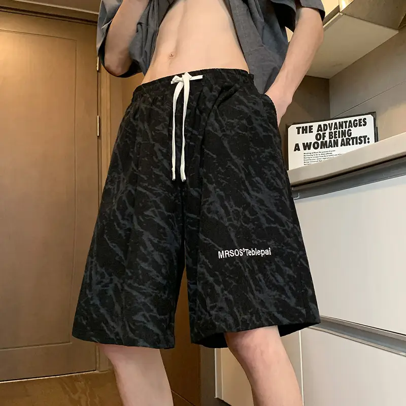 Men's Pink Printed Shorts 2024 Summer Loose Casual - Image 3