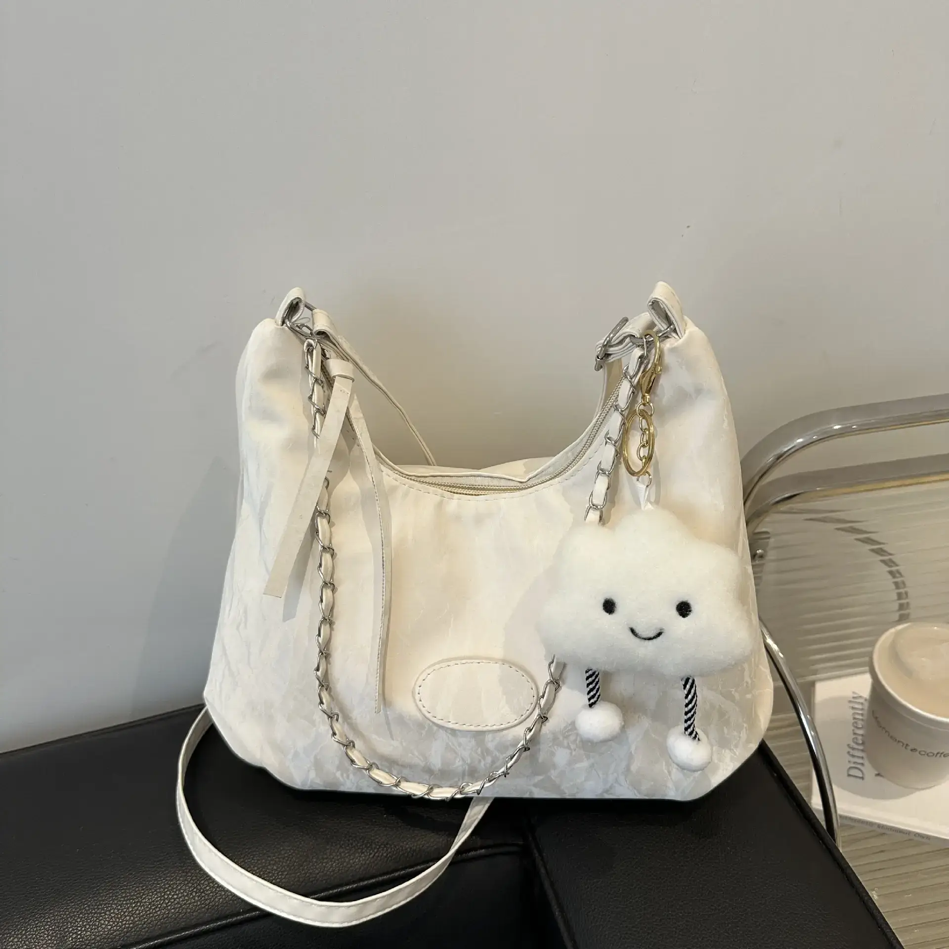 Pink Soft Crossbody Bag for Women with Cute Charm - Image 10