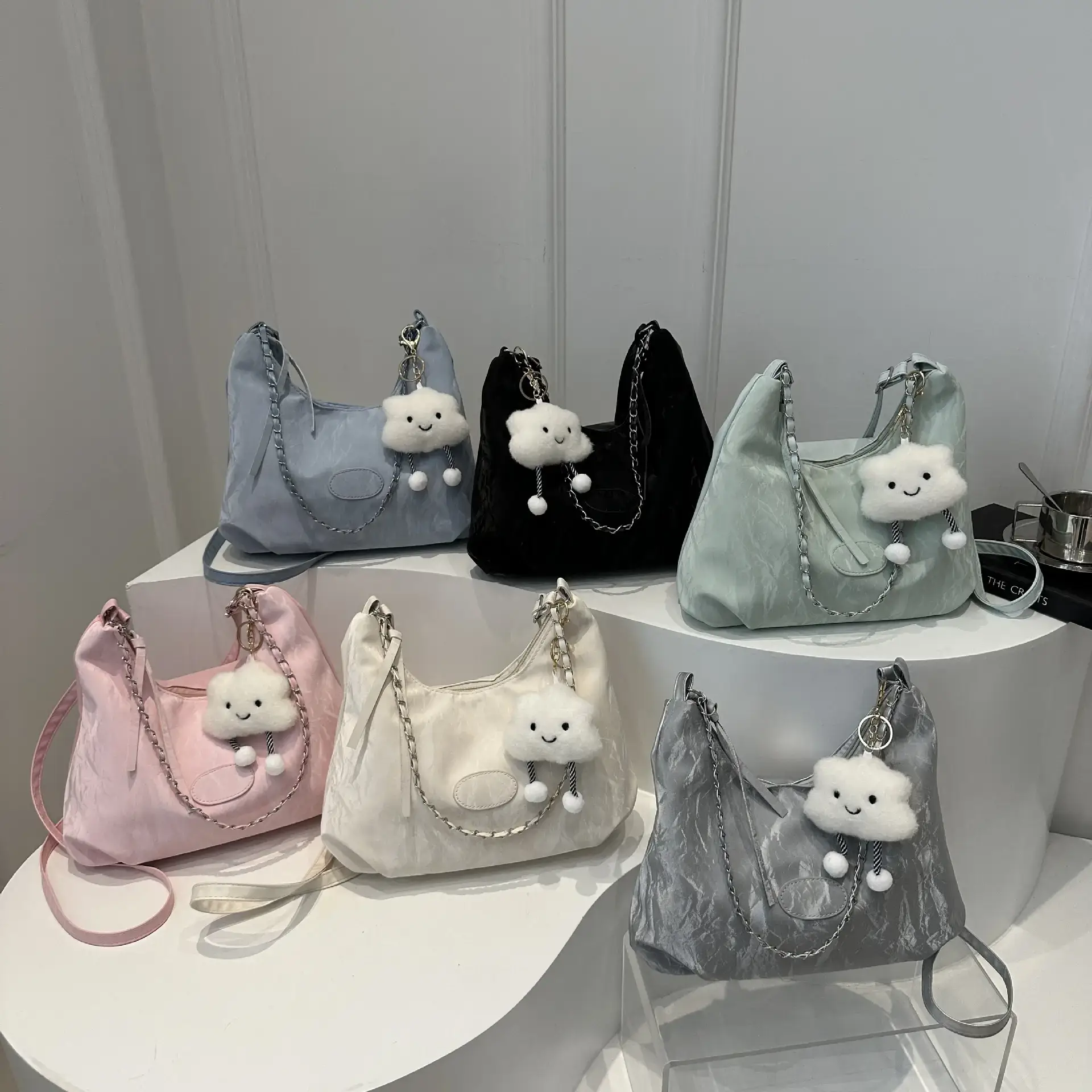 Pink Soft Crossbody Bag for Women with Cute Charm - Image 11
