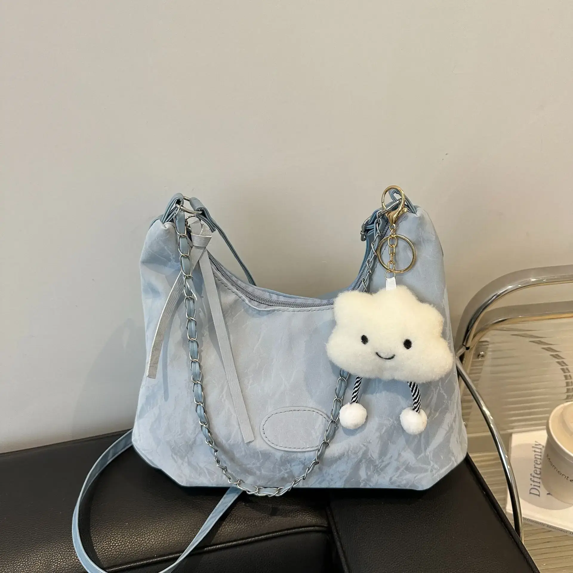 Pink Soft Crossbody Bag for Women with Cute Charm - Image 3