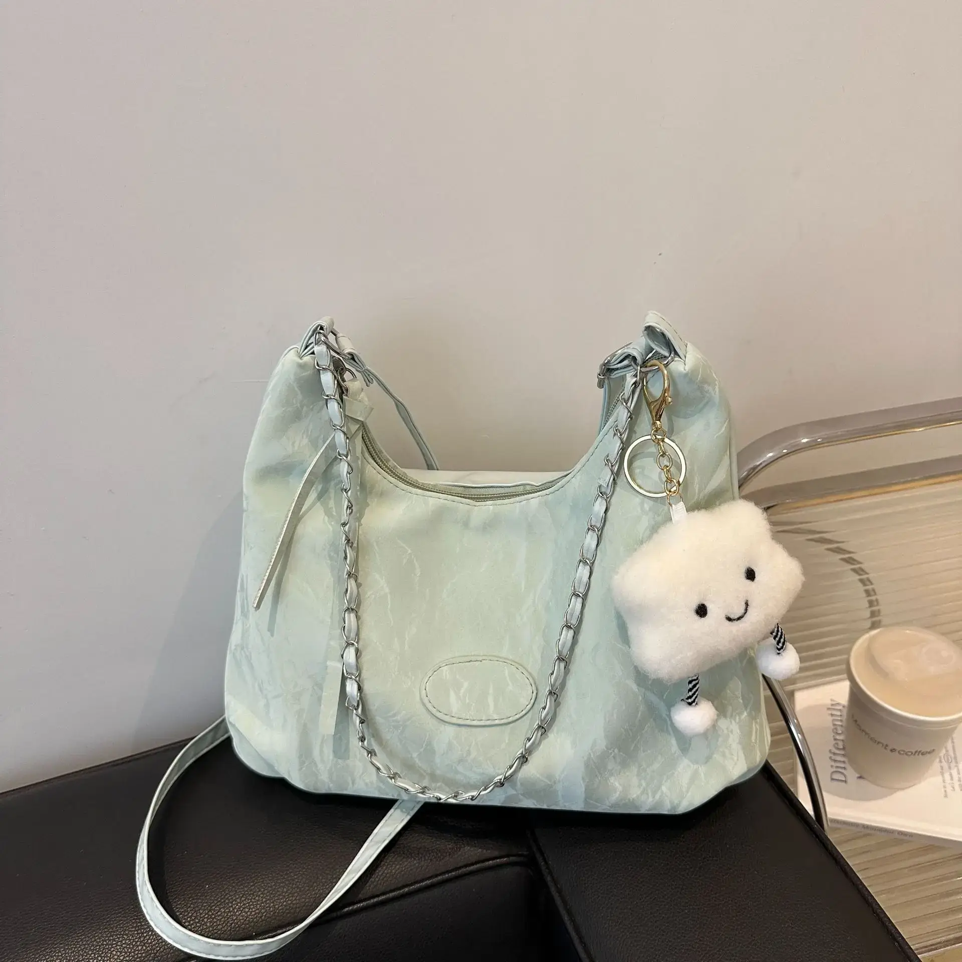 Pink Soft Crossbody Bag for Women with Cute Charm - Image 6