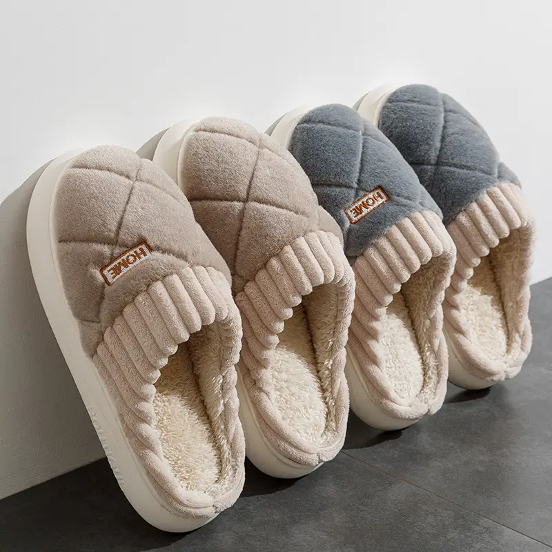 Adult Plush Winter House Slippers – PVC Sole - Image 32