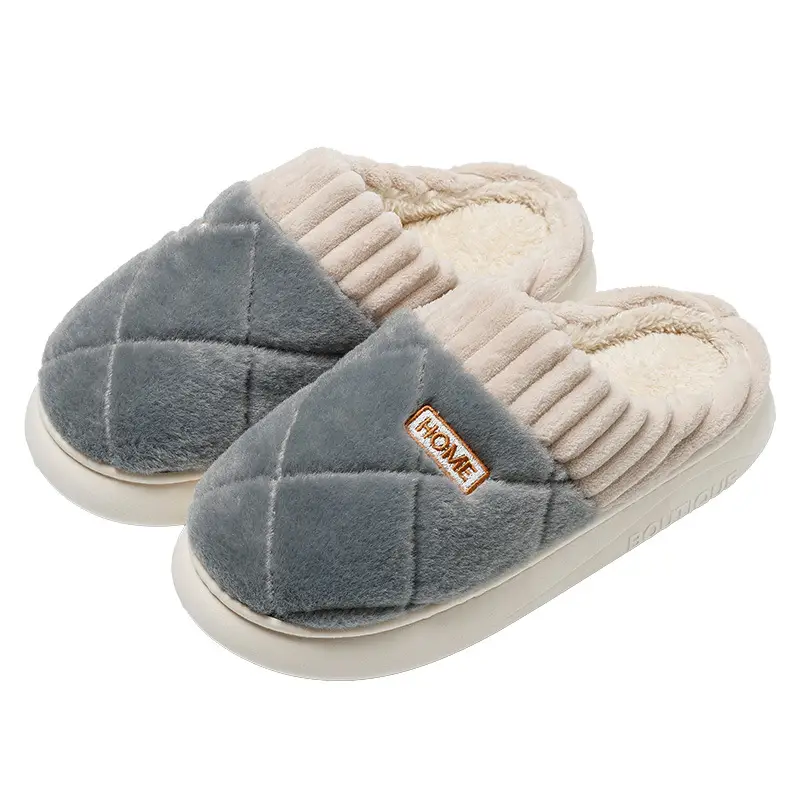 Adult Plush Winter House Slippers – PVC Sole - Image 35
