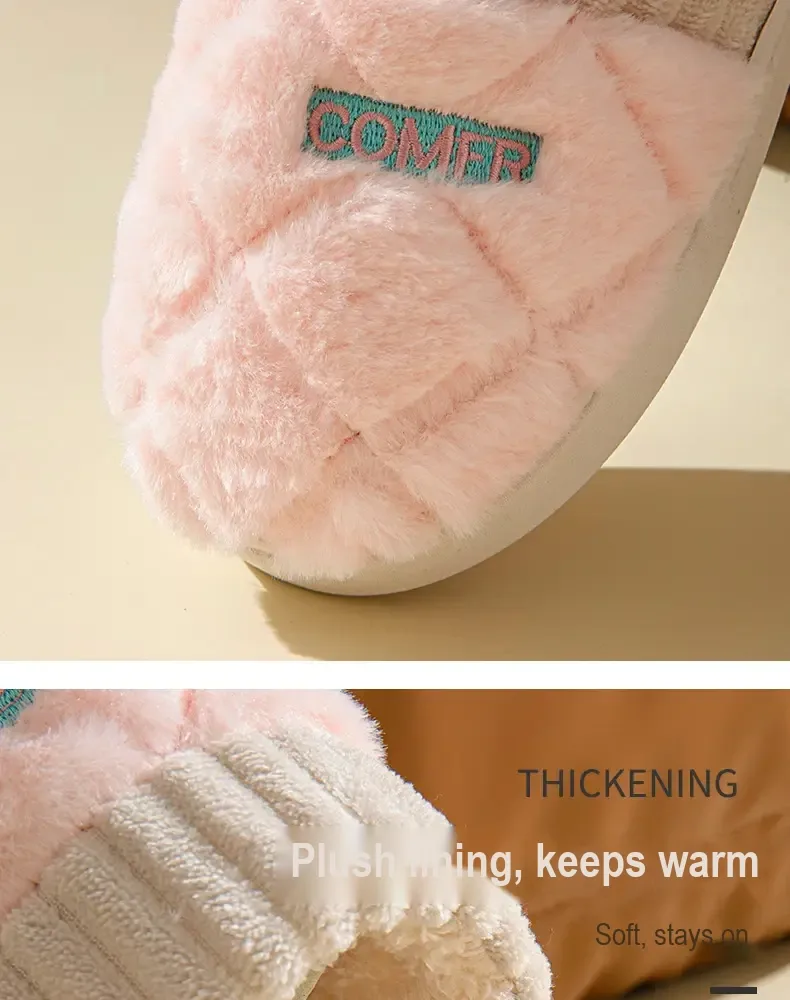 Close-up of pink plush toe and fleece lining.