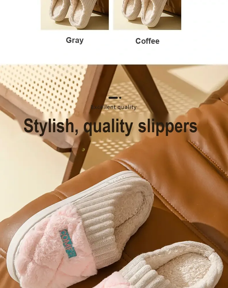 Close view of pink plush slippers with ribbed openings.