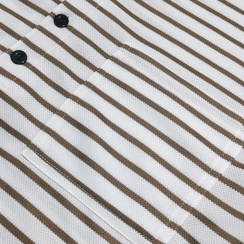 Men's Black White Striped Long Sleeve Henley T-Shirt — feature 16