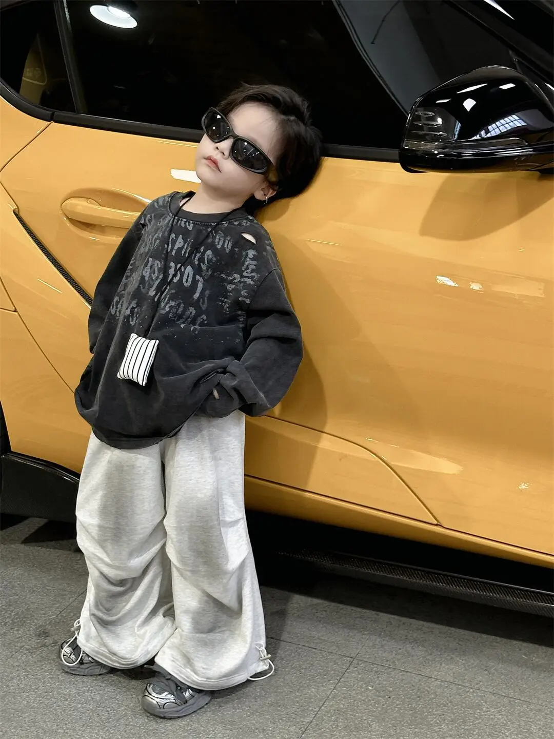 2025 Boys Cotton T-Shirt Set Loose Casual Grey Pants — feature 6