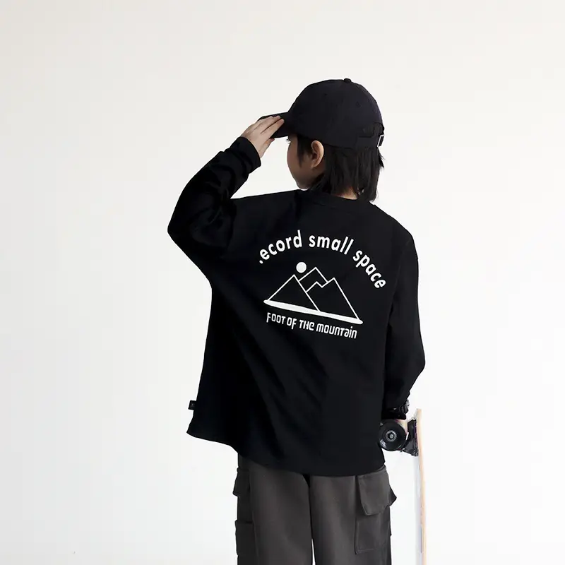 Boys Long Sleeve Printed T-Shirt Black 2024