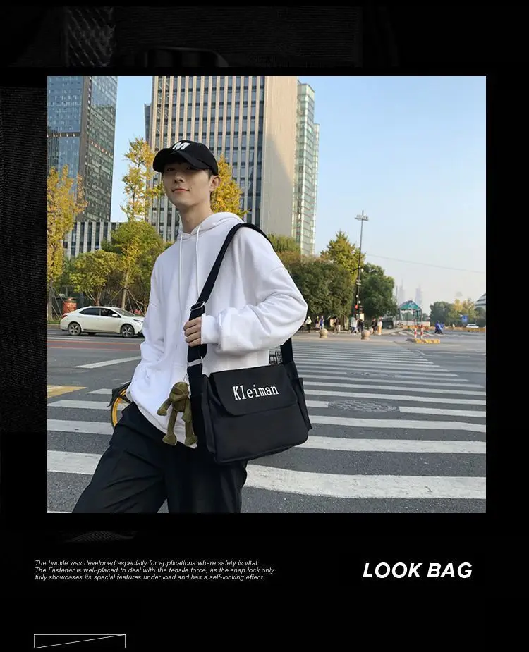 Men's Canvas Shoulder Bag K-Style Crossbody — feature 1