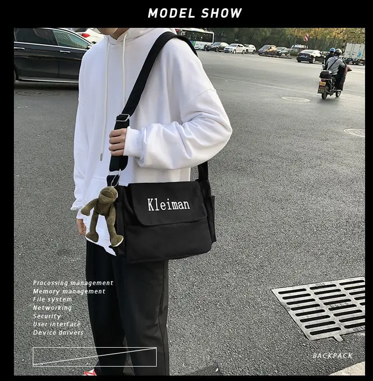Men's Canvas Shoulder Bag K-Style Crossbody — feature 5