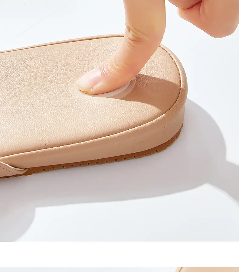 French Style Leather Slippers Women Summer Beige — feature 11