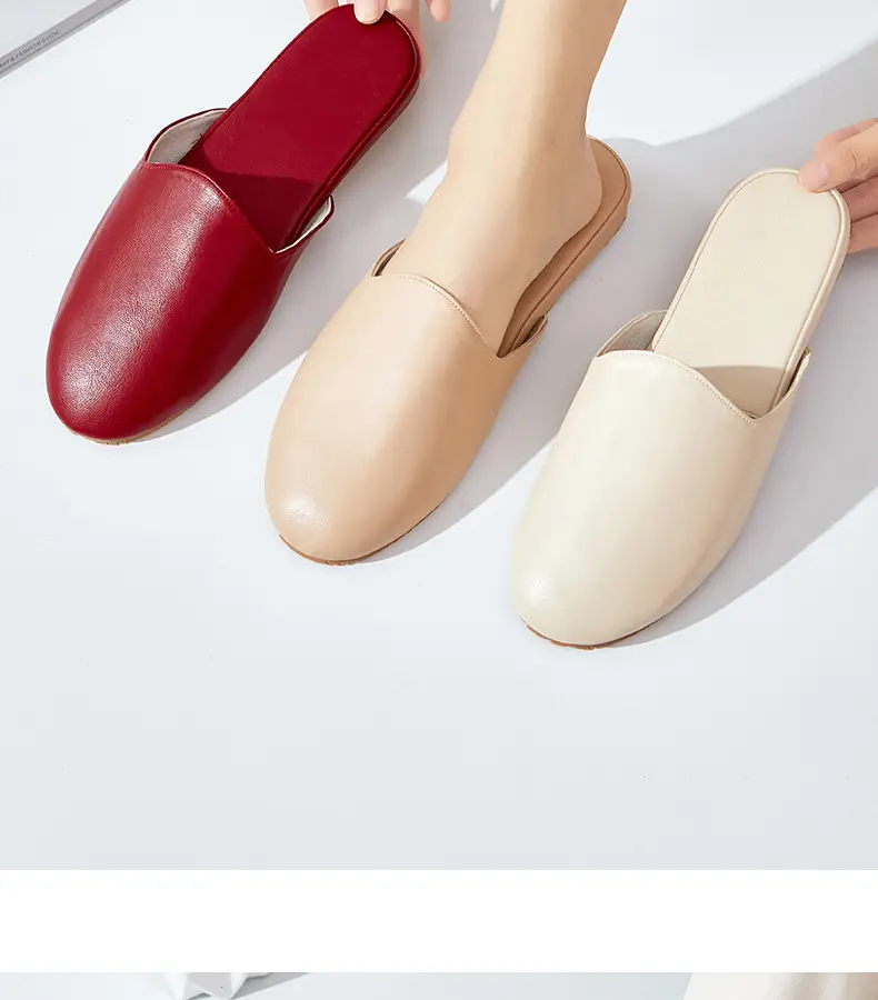 French Style Leather Slippers Women Summer Beige — feature 22