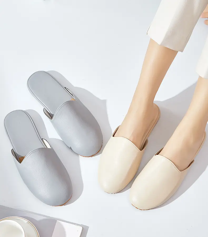 French Style Leather Slippers Women Summer Beige — feature 23