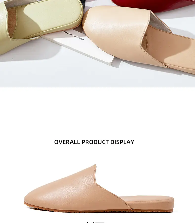 French Style Leather Slippers Women Summer Beige — feature 25