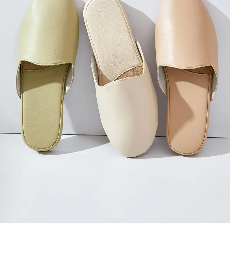 French Style Leather Slippers Women Summer Beige — feature 3