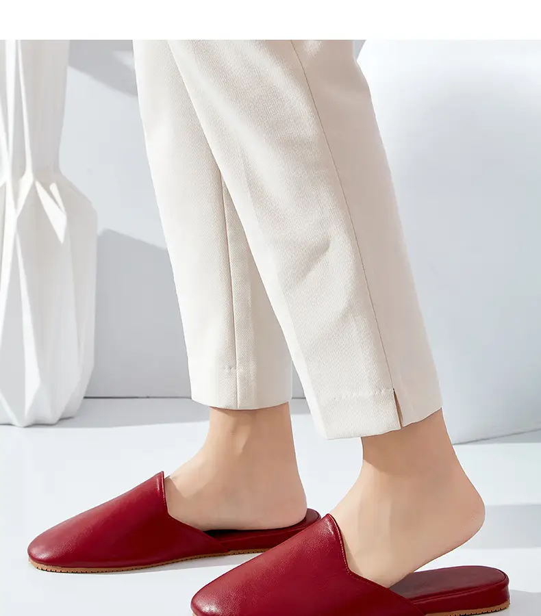 French Style Leather Slippers Women Summer Beige — feature 4