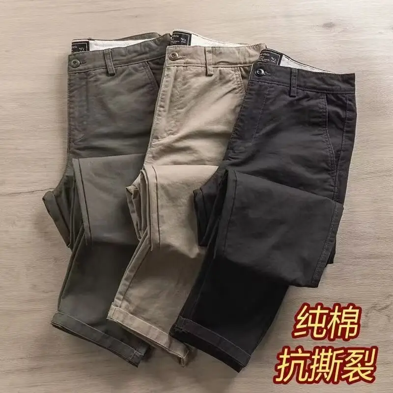 Men's Autumn Straight Pants Casual Wear Work Pants