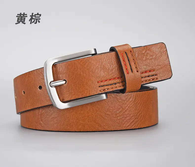 Men's Black PU Leather Belt with Silver Buckle — feature 10
