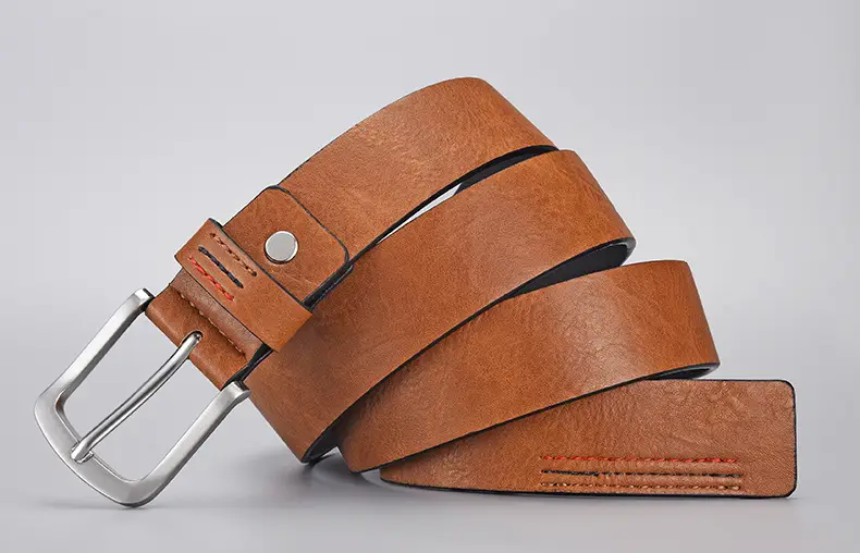 Men's Black PU Leather Belt with Silver Buckle — feature 11
