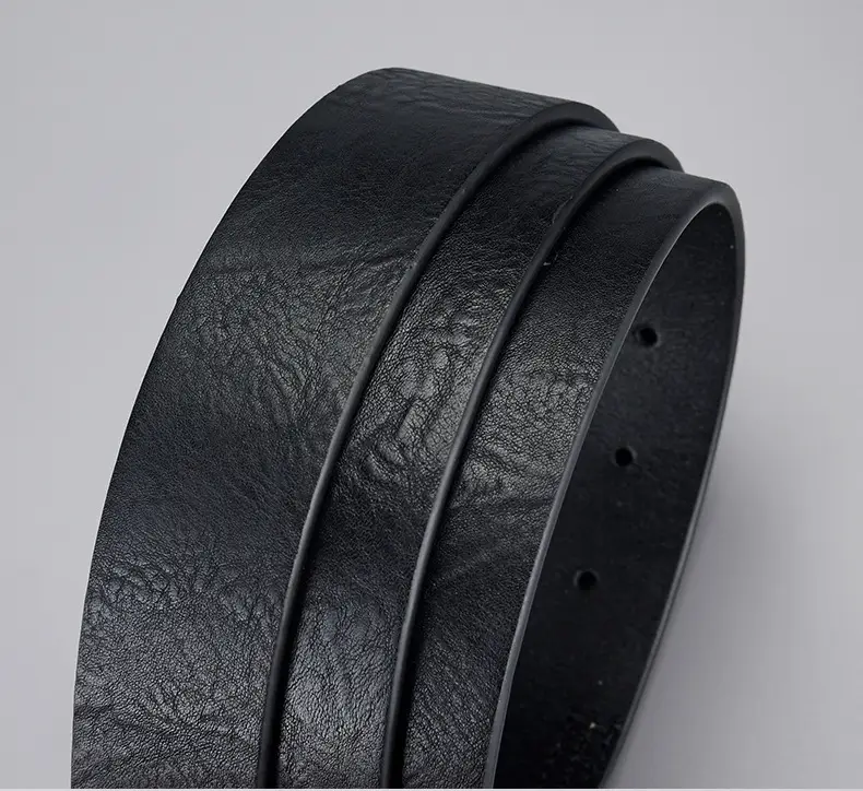 Men's Black PU Leather Belt with Silver Buckle — feature 5