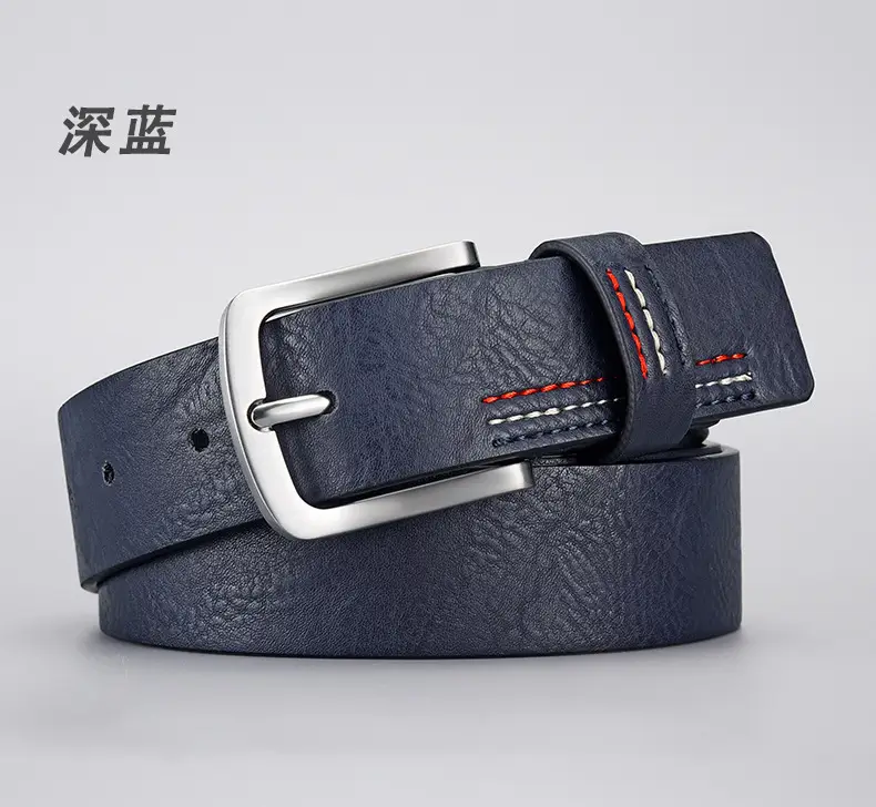 Men's Black PU Leather Belt with Silver Buckle — feature 6