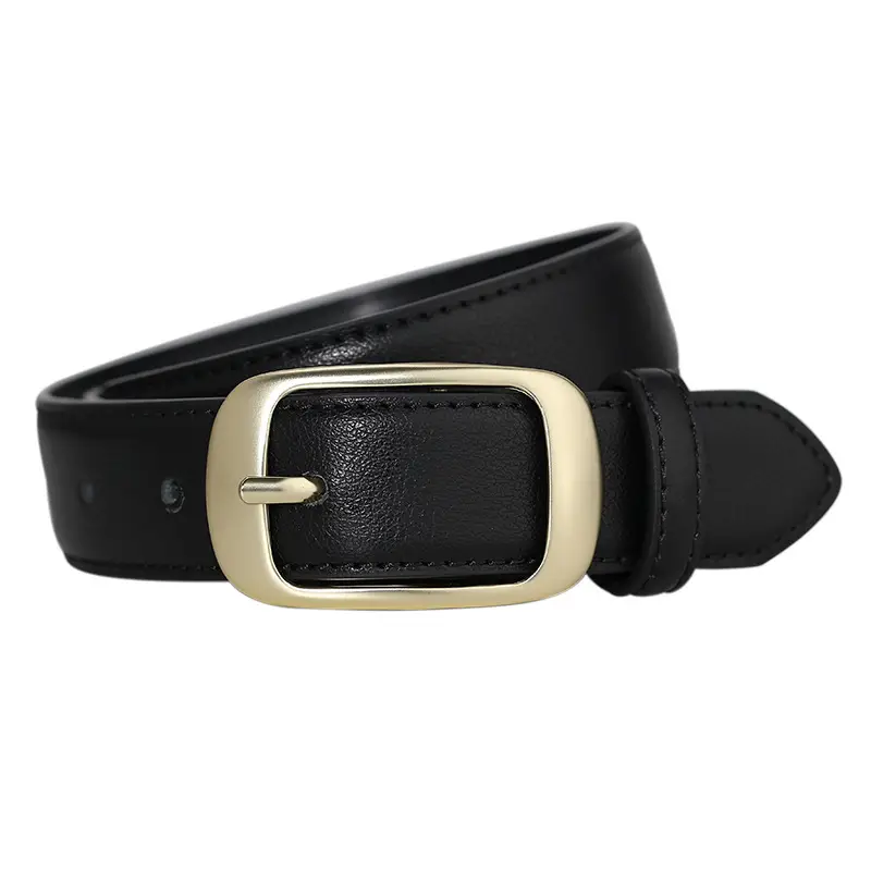 Women Genuine Leather Belt with Gold Buckle Black Slimming Look - Image 11
