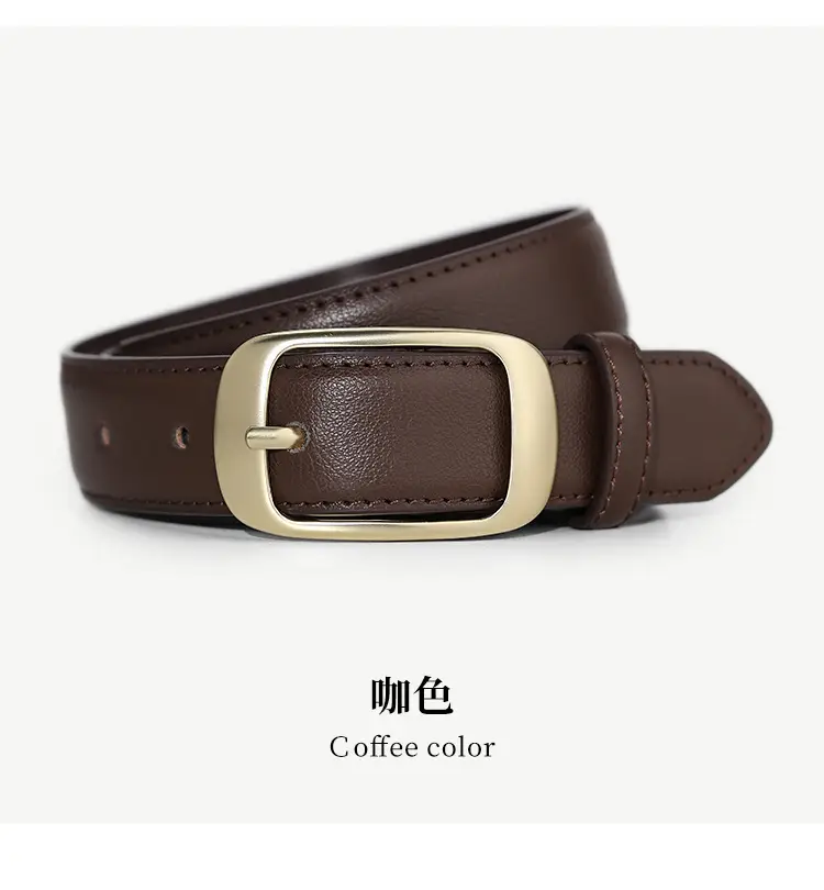 Women Genuine Leather Belt with Gold Buckle Black Slimming Look — feature 17