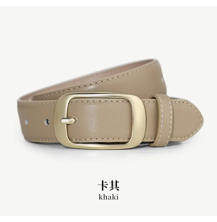 Women Genuine Leather Belt with Gold Buckle Black Slimming Look — feature 19