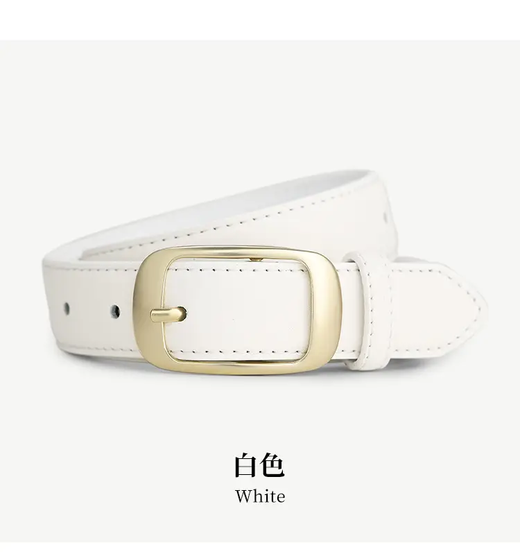 Women Genuine Leather Belt with Gold Buckle Black Slimming Look — feature 20