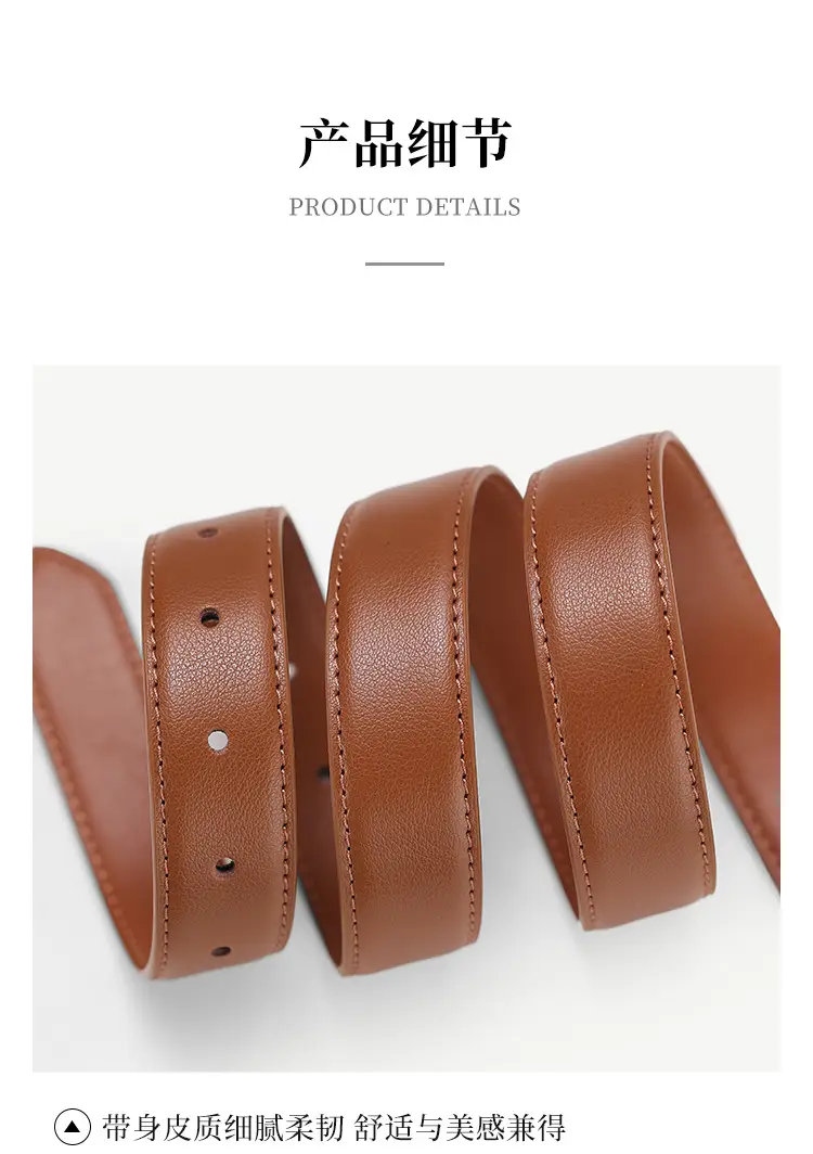 Women Genuine Leather Belt with Gold Buckle Black Slimming Look — feature 21