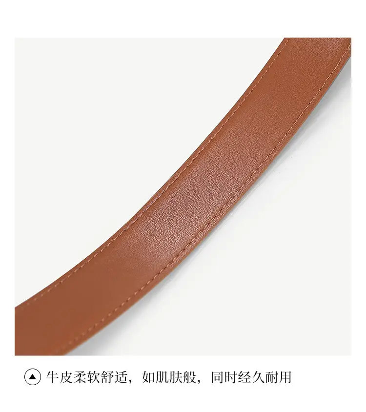 Women Genuine Leather Belt with Gold Buckle Black Slimming Look — feature 22