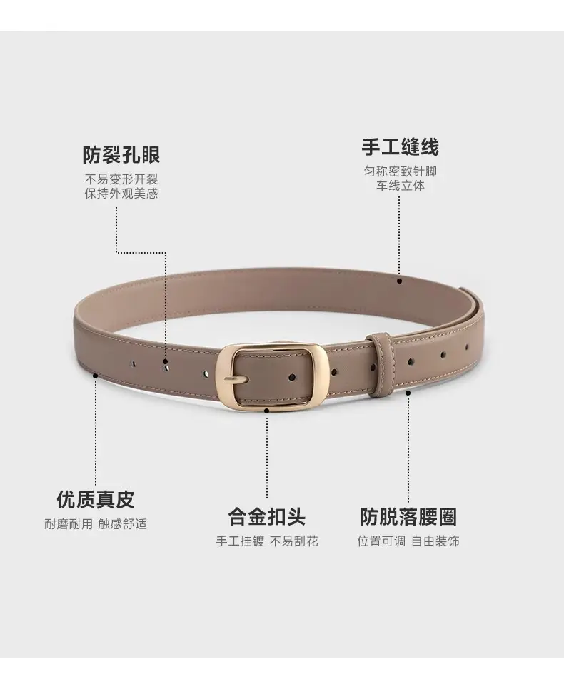 Women Genuine Leather Belt with Gold Buckle Black Slimming Look — feature 24