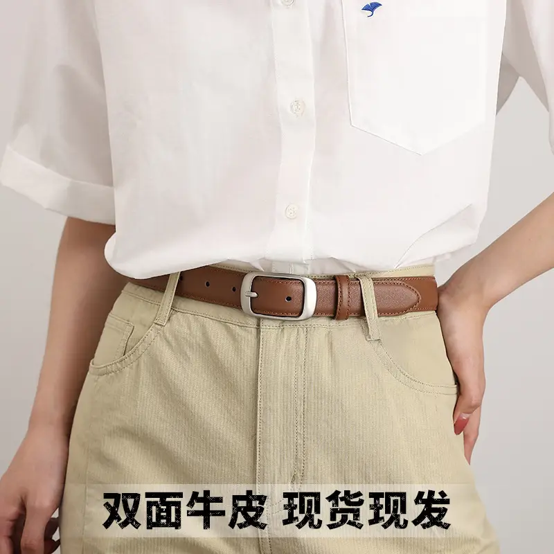 Women Genuine Leather Belt with Gold Buckle Black Slimming Look — feature 5